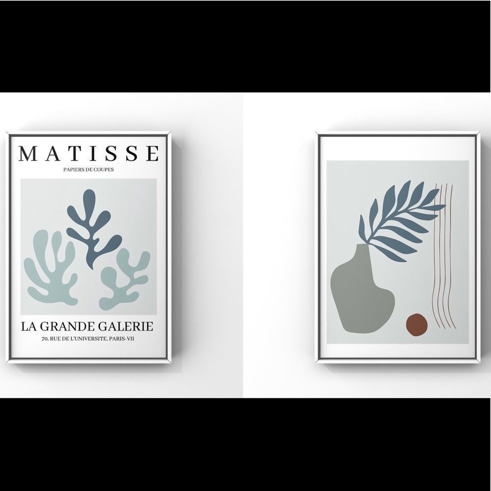 Henri Matisse Paris France floral abstract neutral wall art print Set of two